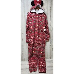 Disney Parks Pajamas Women 2XL Minnie Mouse Ears Bodysuit Holiday Icon Sleeper